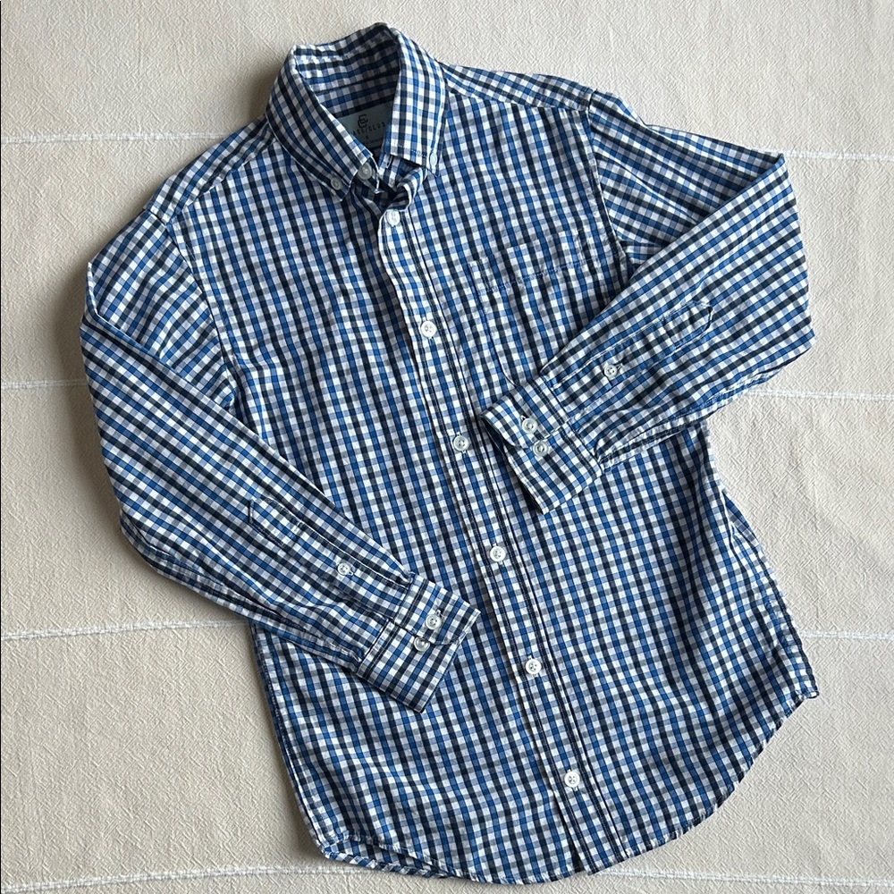 Class Club Navy and White Plaid boys Shirt